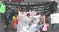 Protesters in Bogota