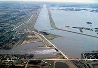 Winnipeg floodway during 1997 flood